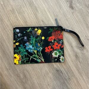 Alice & Olivia - Black Floral Leather Clutch/Pouch